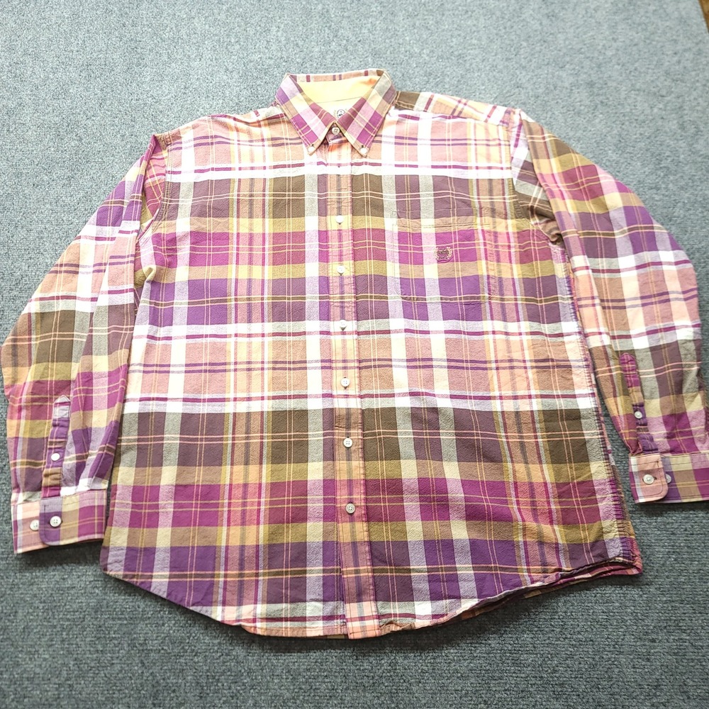 Cinch Mens Long Sleeve Plaid Button Down Western Shirt Purple Orange MT10621375